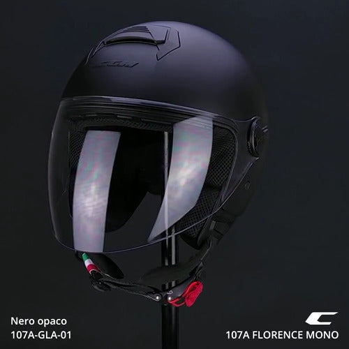 Casco Jet Cgm 107A FLORENCE MONO Nero opaco visiera lunga 