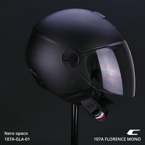 Casco Jet Cgm 107A FLORENCE MONO Nero opaco visiera lunga 