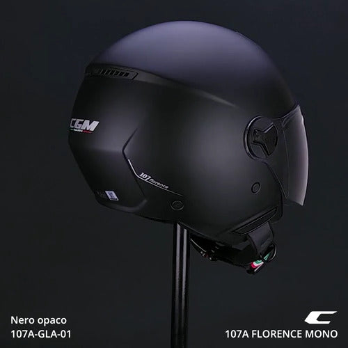 Casco Jet Cgm 107A FLORENCE MONO Nero opaco visiera lunga 
