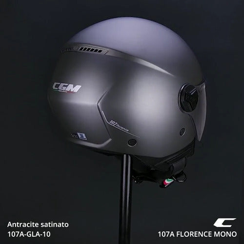 Casco Jet Cgm 107A FLORENCE MONO Antracite satinato visiera lunga 