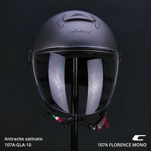 Casco Jet Cgm 107A FLORENCE MONO Antracite satinato visiera lunga 