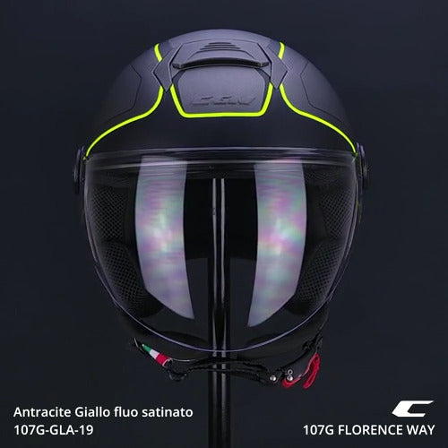 Casco Jet Cgm 107G FLORENCE WAY Antracite Giallo fluo satinato visiera lunga