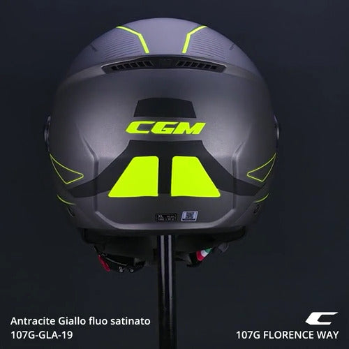 Casco Jet Cgm 107G FLORENCE WAY Antracite Giallo fluo satinato visiera lunga
