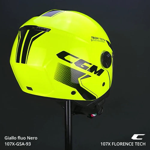 Casco Jet Cgm uomo donna 107X FLORENCE TECH Giallo fluo Nero visiera lunga
