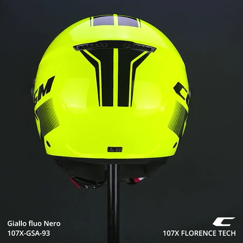 Casco Jet Cgm uomo donna 107X FLORENCE TECH Giallo fluo Nero visiera lunga