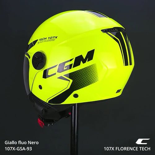 Casco Jet Cgm uomo donna 107X FLORENCE TECH Giallo fluo Nero visiera lunga