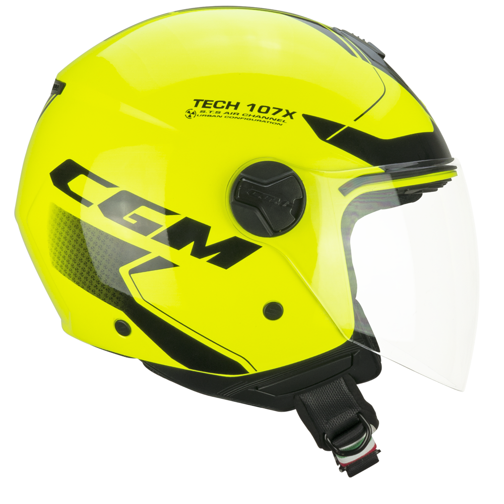 Casco Jet Cgm uomo donna 107X FLORENCE TECH Giallo fluo Nero visiera lunga