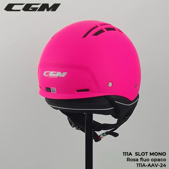 Casco Jet Cgm Uomo Donna Scooter 111A SLOT MONO Rosa fluo opaco con riciclo aria interno