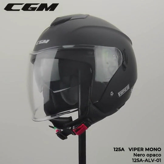 Casco Jet Cgm Uomo Donna 125A VIPER MONO Nero opaco