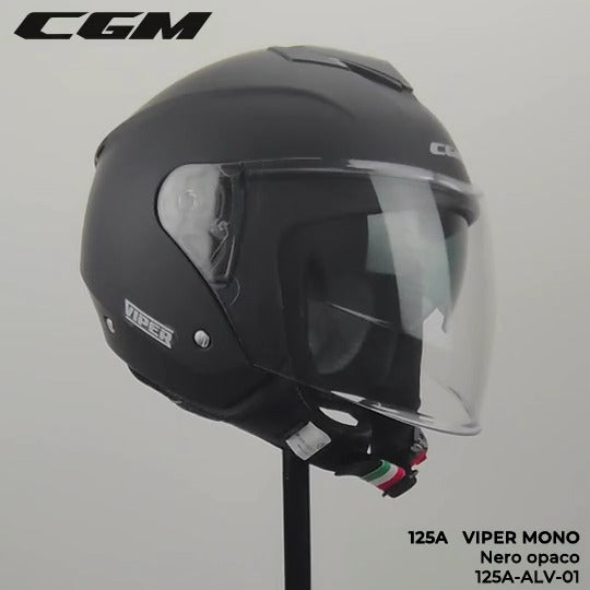 Casco Jet Cgm Uomo Donna 125A VIPER MONO Nero opaco