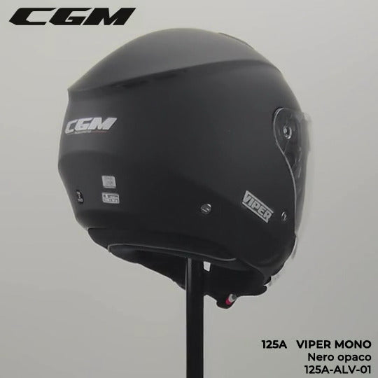 Casco Jet Cgm Uomo Donna 125A VIPER MONO Nero opaco