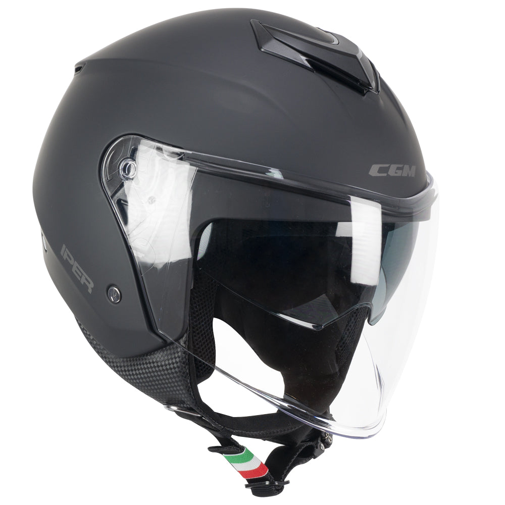 Casco Jet Cgm Uomo Donna Scooter 126A IPER MONO Nero opaco