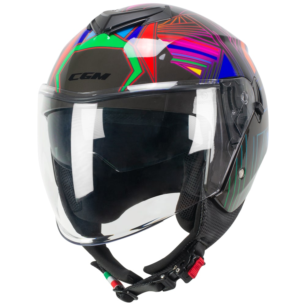 Casco Jet Cgm Uomo Donna Scooter 126S IPER DISCO Grafite Verde Fucsia