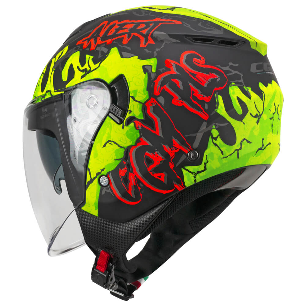 Casco Jet Cgm Uomo Donna Scooter 126X IPER ALERT Nero Giallo fluo opaco