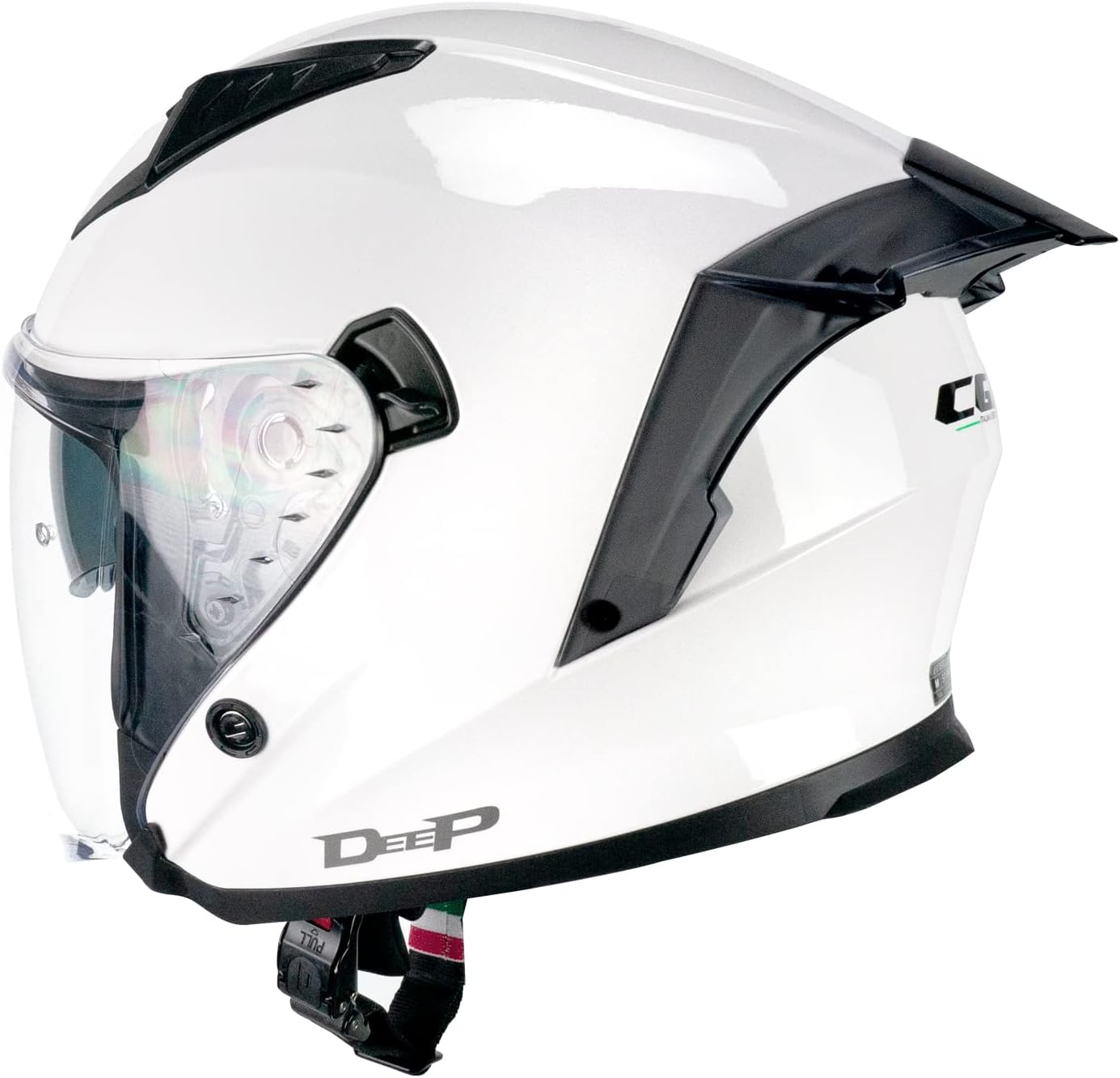 Casco Jet Uomo Donna Cgm 127 DEEP Doppia visiera Bianco Lucido