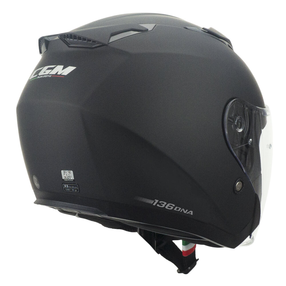 Casco Jet Uomo Donna Cgm 136A DNA MONO Doppia Visiera Nero opaco