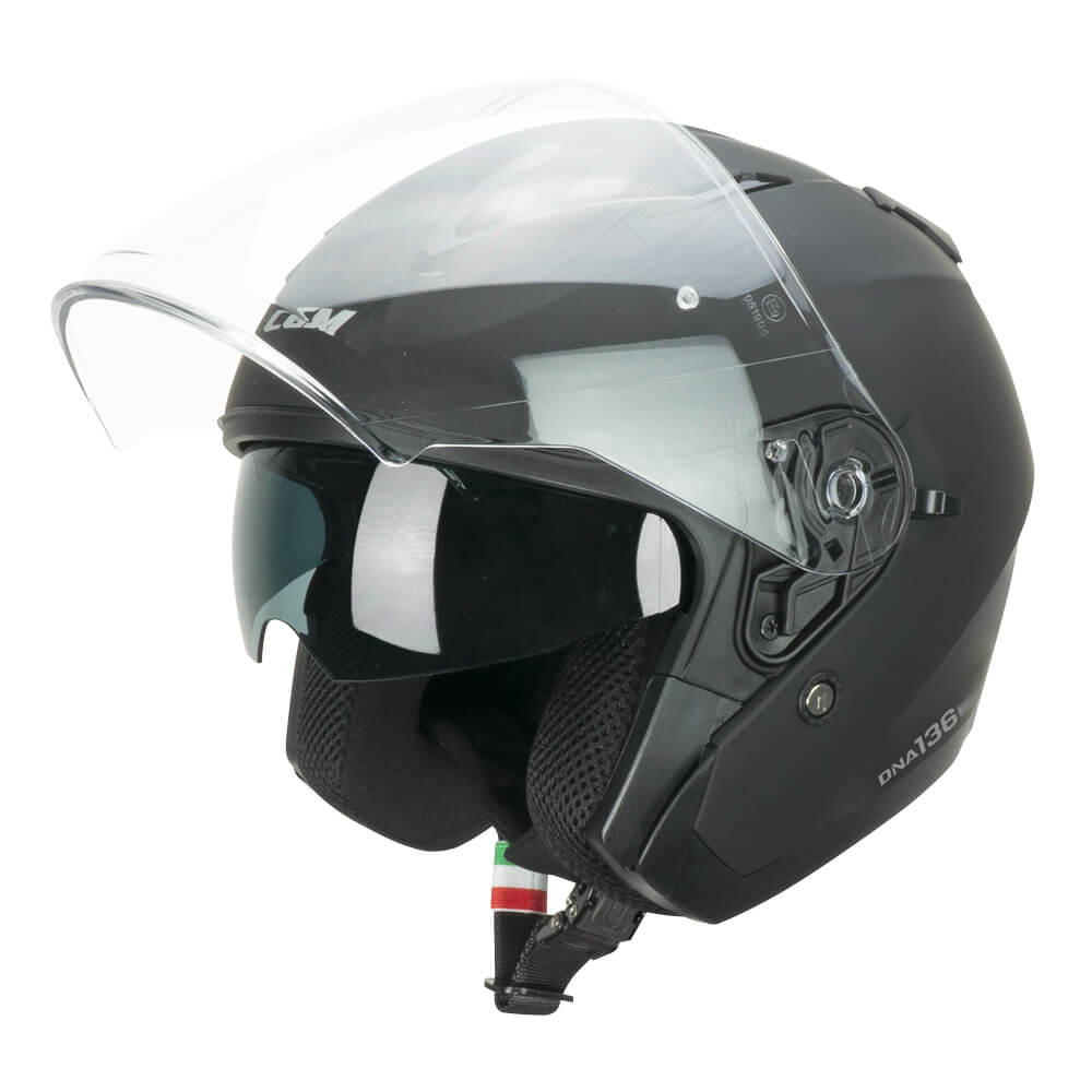 Casco Jet Uomo Donna Cgm 136A DNA MONO Doppia Visiera Nero opaco