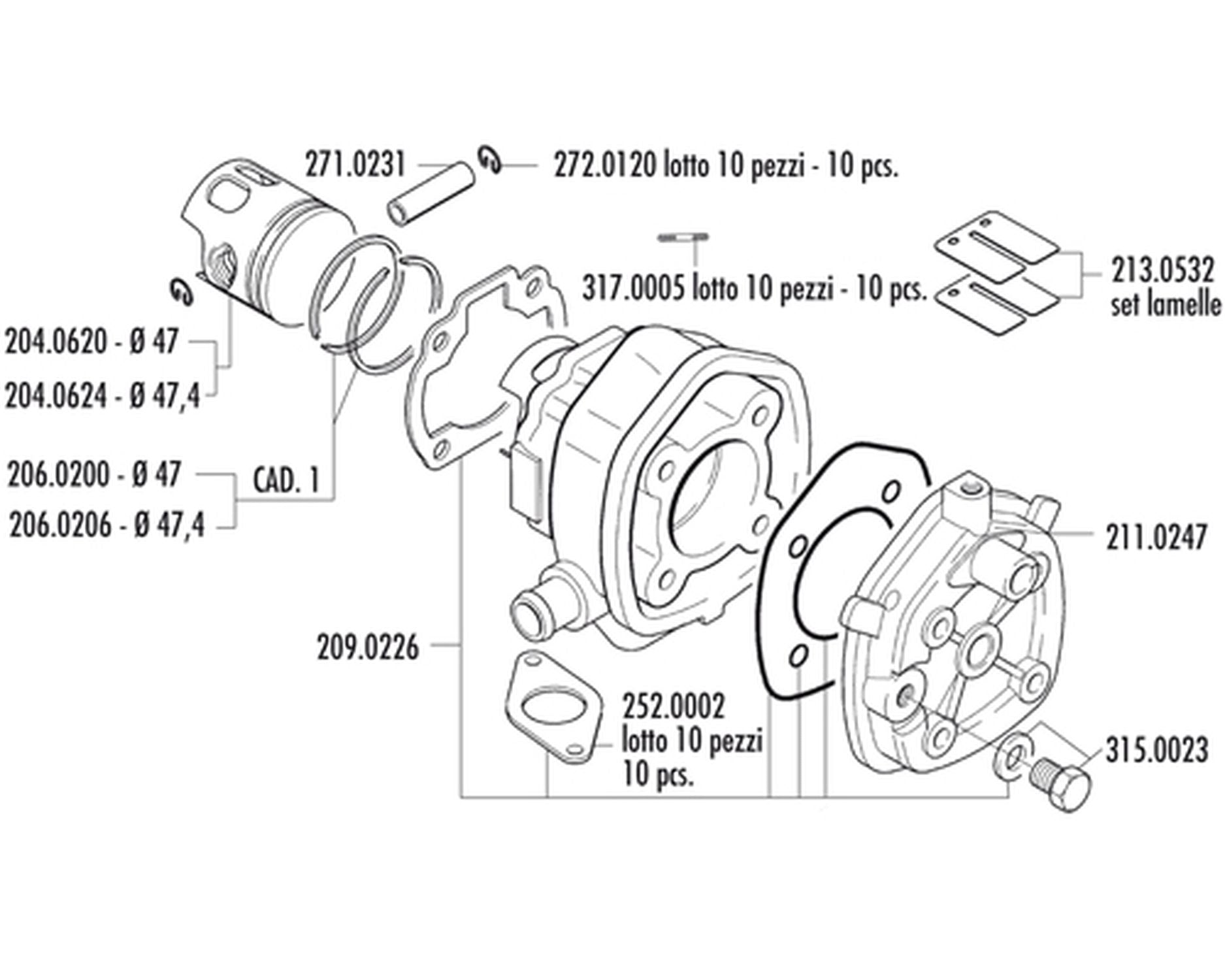 Kit Cilindro Yamaha-Aprilia Sr H2O-Malaguti F12 Lc D.47 Polini