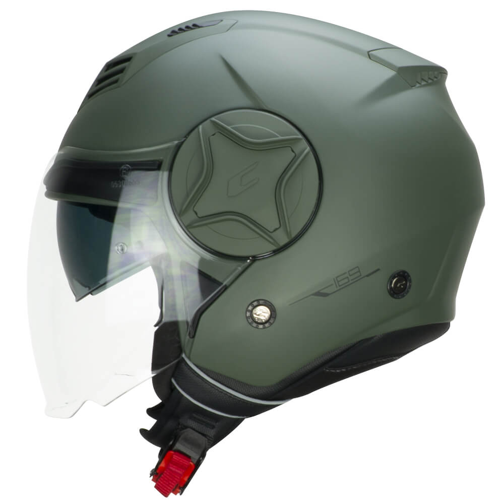 Casco Jet Cgm Uomo Donna Scooter 169A ILLI MONO Verde opaco