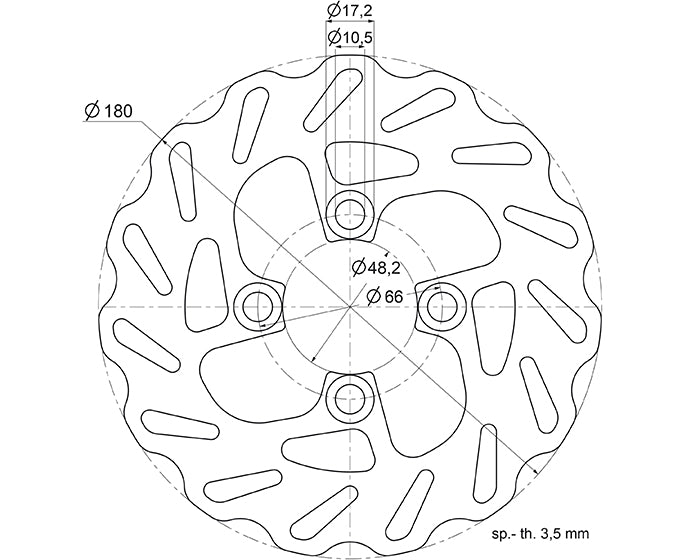 175.0038 Disco Freno anteriore polini Mbk Booster 50 D.180