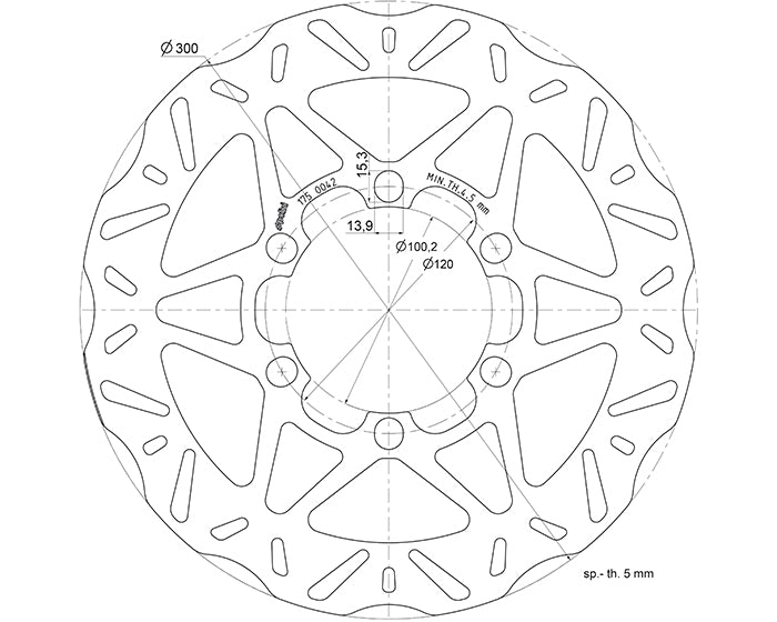 175.0042 Disco Freno anteriore polini Piaggio Beverly 300 350 