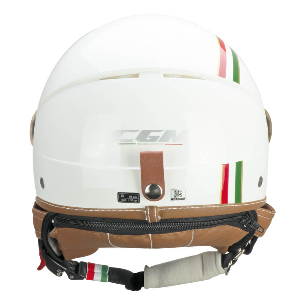 Casco Jet Cgm Uomo Donna Scooter 191 PIX  Verde Bianco Rosso Visiera sagomata