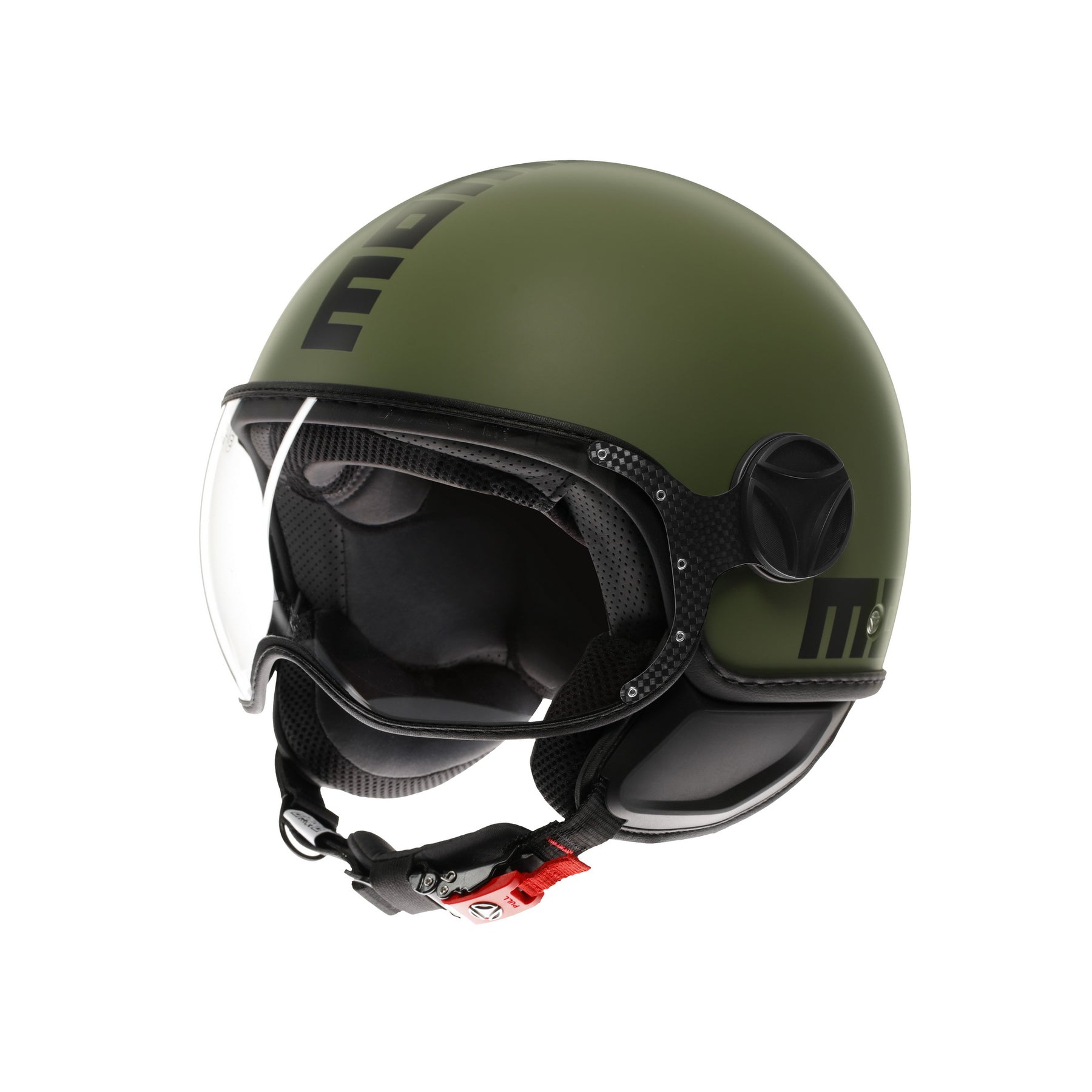 Casco moto jet Momo Design FGTR CLASSIC Mono E2206 Verde militare opaco / nero