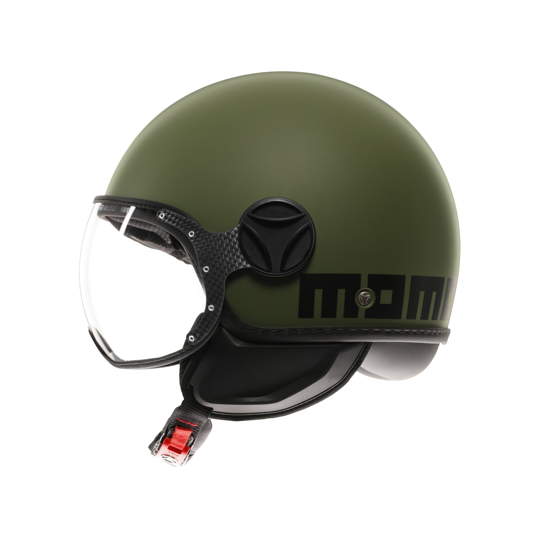 Casco moto jet Momo Design FGTR CLASSIC Mono E2206 Verde militare opaco / nero