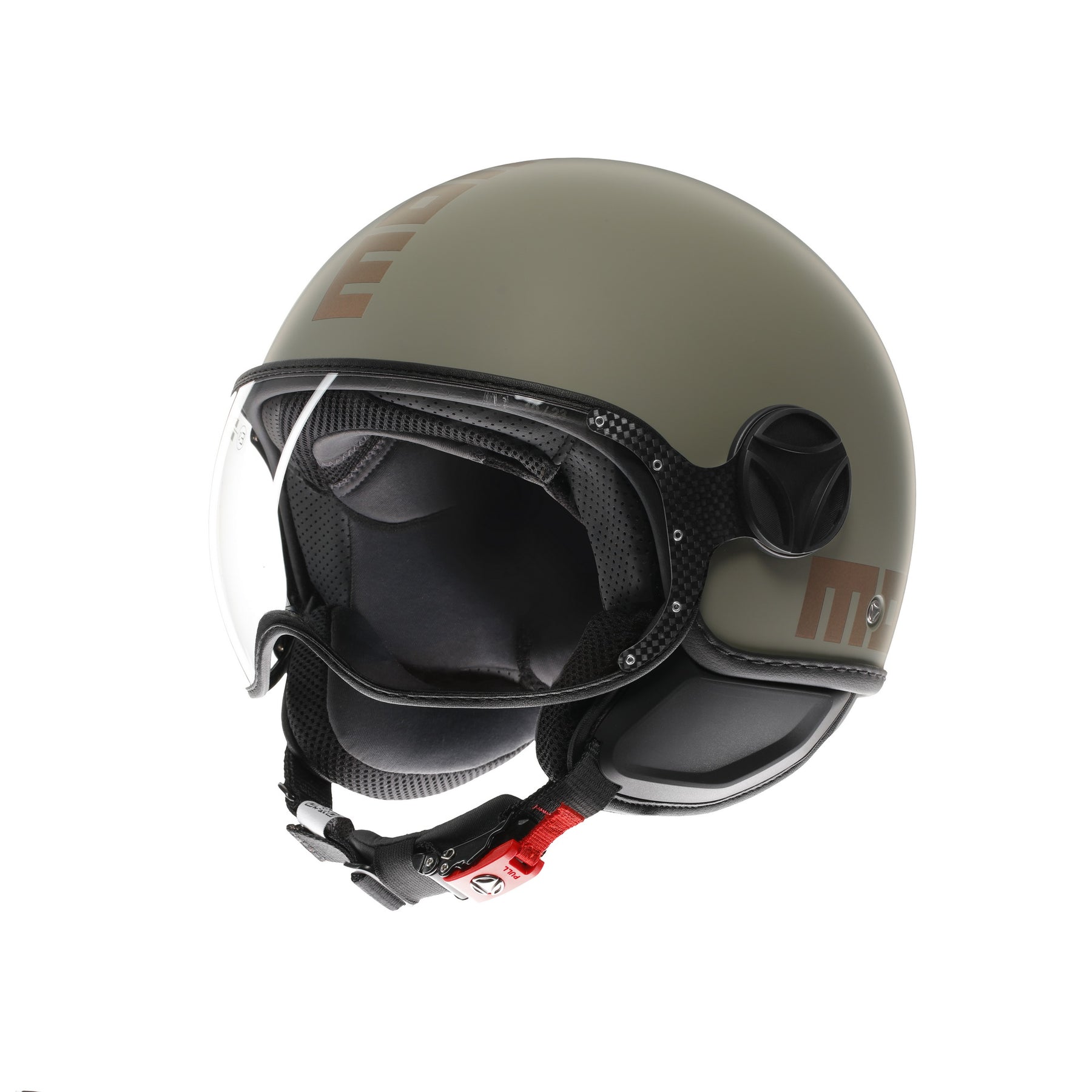 Casco moto jet Momo Design FGTR CLASSIC Flip E2206 Verde opaco / bronzo