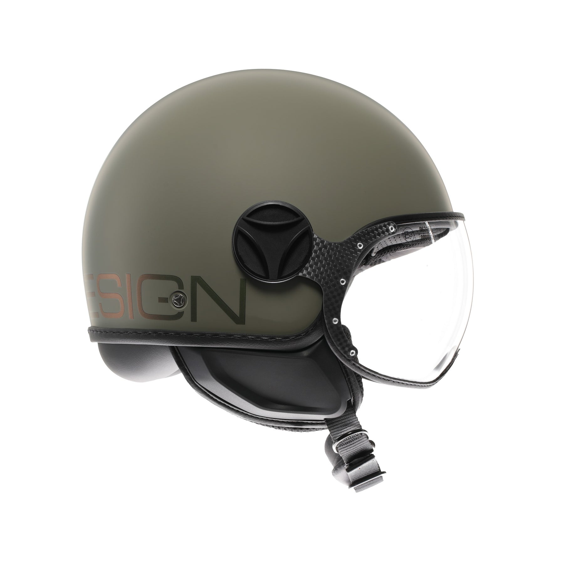 Casco moto jet Momo Design FGTR CLASSIC Flip E2206 Verde opaco / bronzo