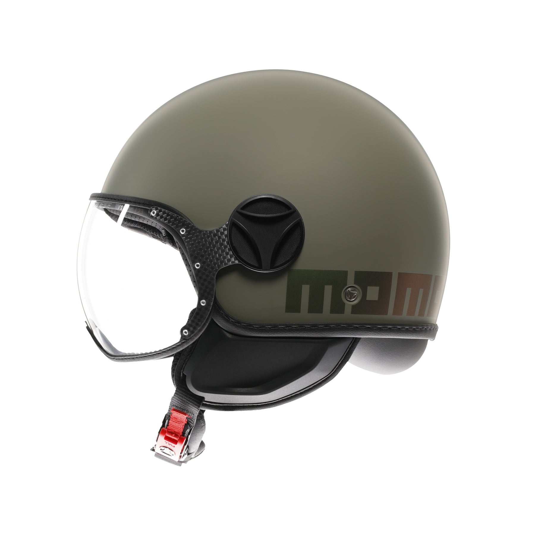 Casco moto jet Momo Design FGTR CLASSIC Flip E2206 Verde opaco / bronzo