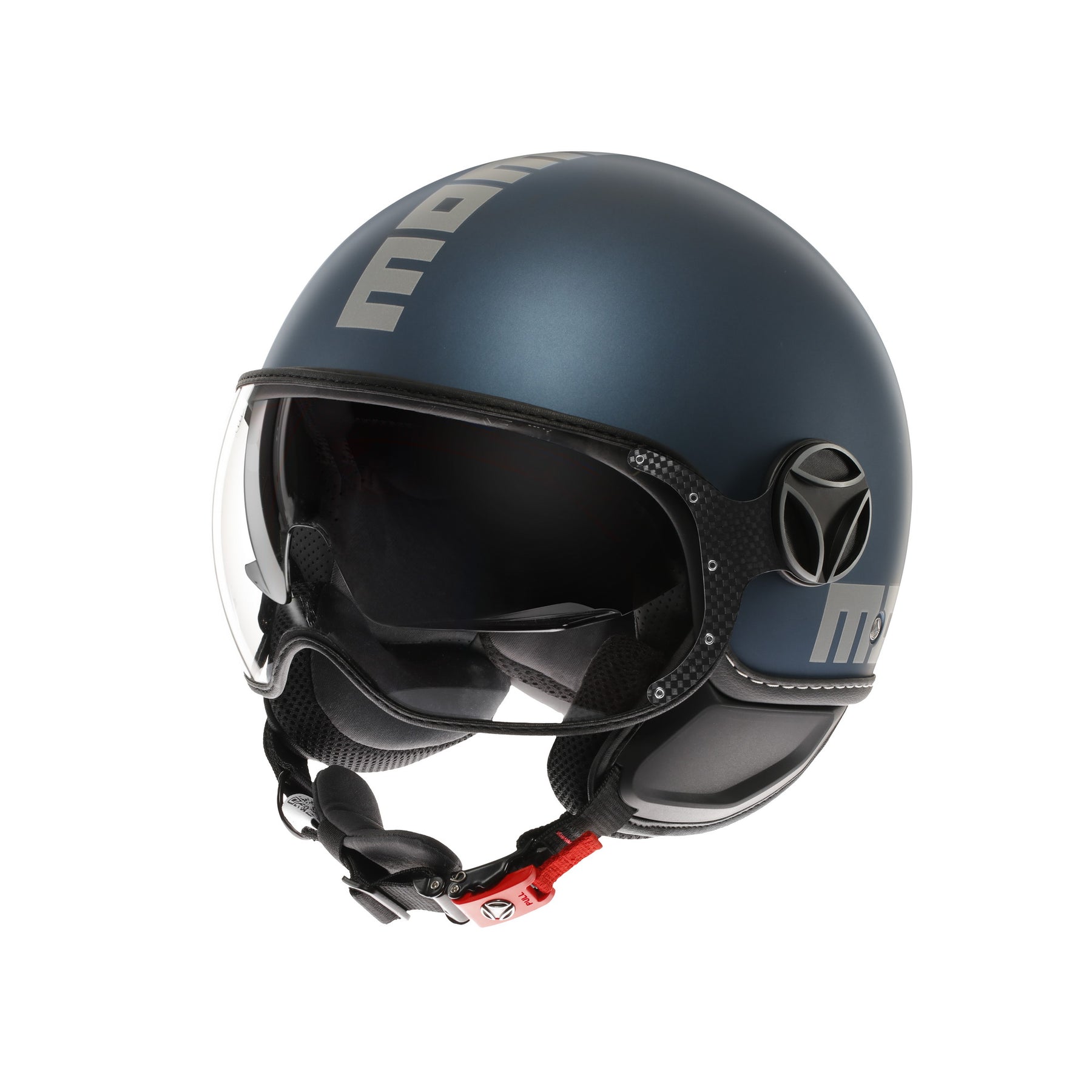 Momo Design Casco moto jet FGTR EVO Mono E2206 Blu avio opaco / silver 