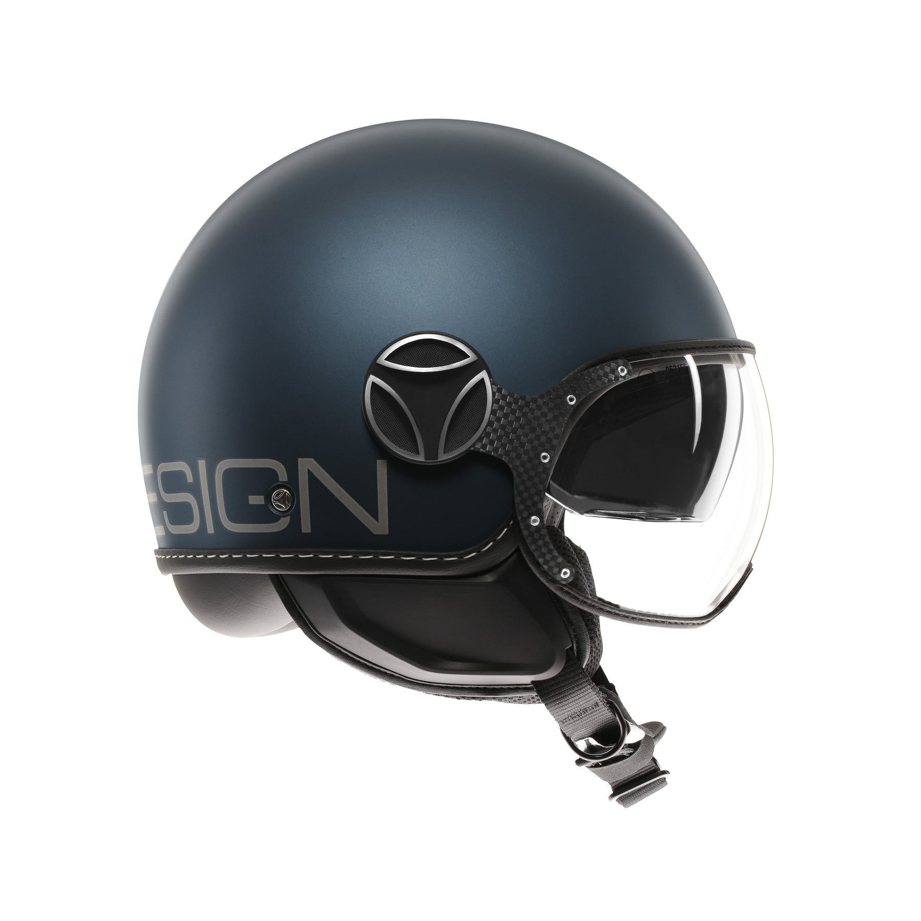 Momo Design Casco moto jet FGTR EVO Mono E2206 Blu avio opaco / silver 