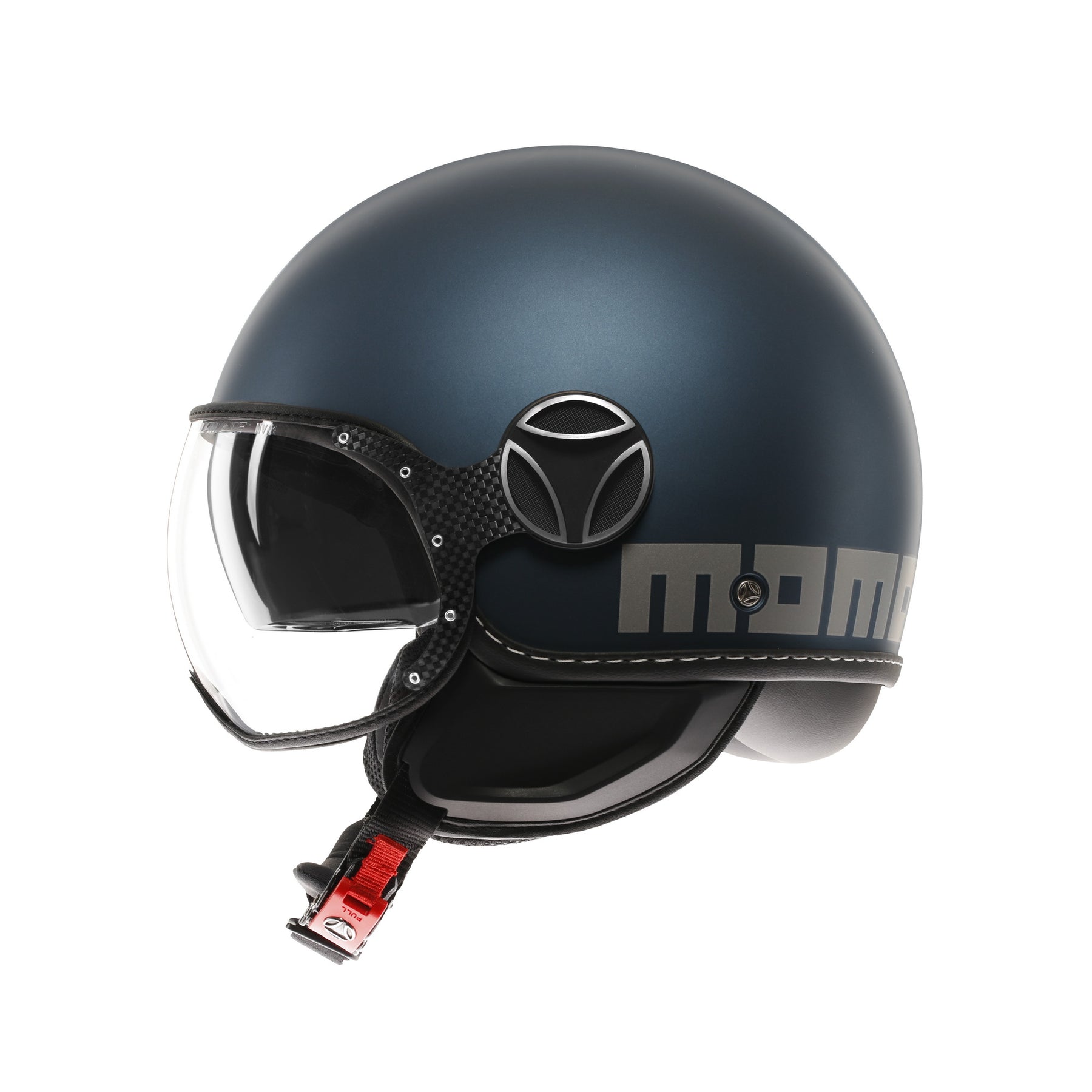 Momo Design Casco moto jet FGTR EVO Mono E2206 Blu avio opaco / silver 