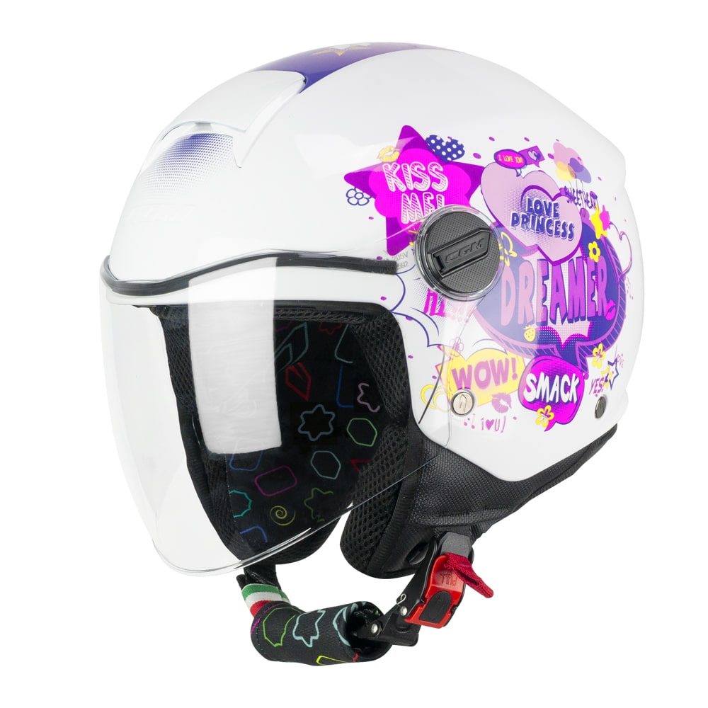 Casco Jet Cgm Bambini 261G MINI COMICS Fucsia Bianco 