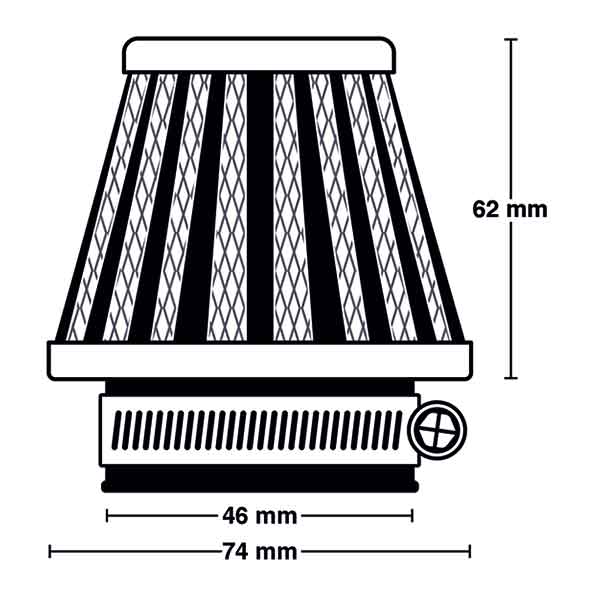 Filtro aria Conico in rete cromato UNIVERSALE MIW FLANGIA Ø 46 MM