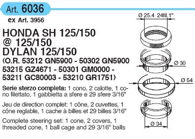 3956 Serie cuscinetti sterzo Honda Sh-@-Dylan 125/150