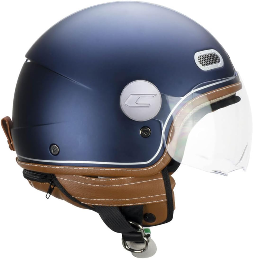 Casco Jet Cgm Uomo Donna Scooter 191 PIX Blu Argento Visiera Sagomata 