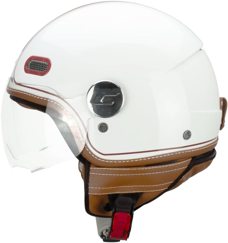 Casco Jet Cgm Uomo Donna Scooter 191 PIX Bianco Bordeoux Visiera Sagomata 