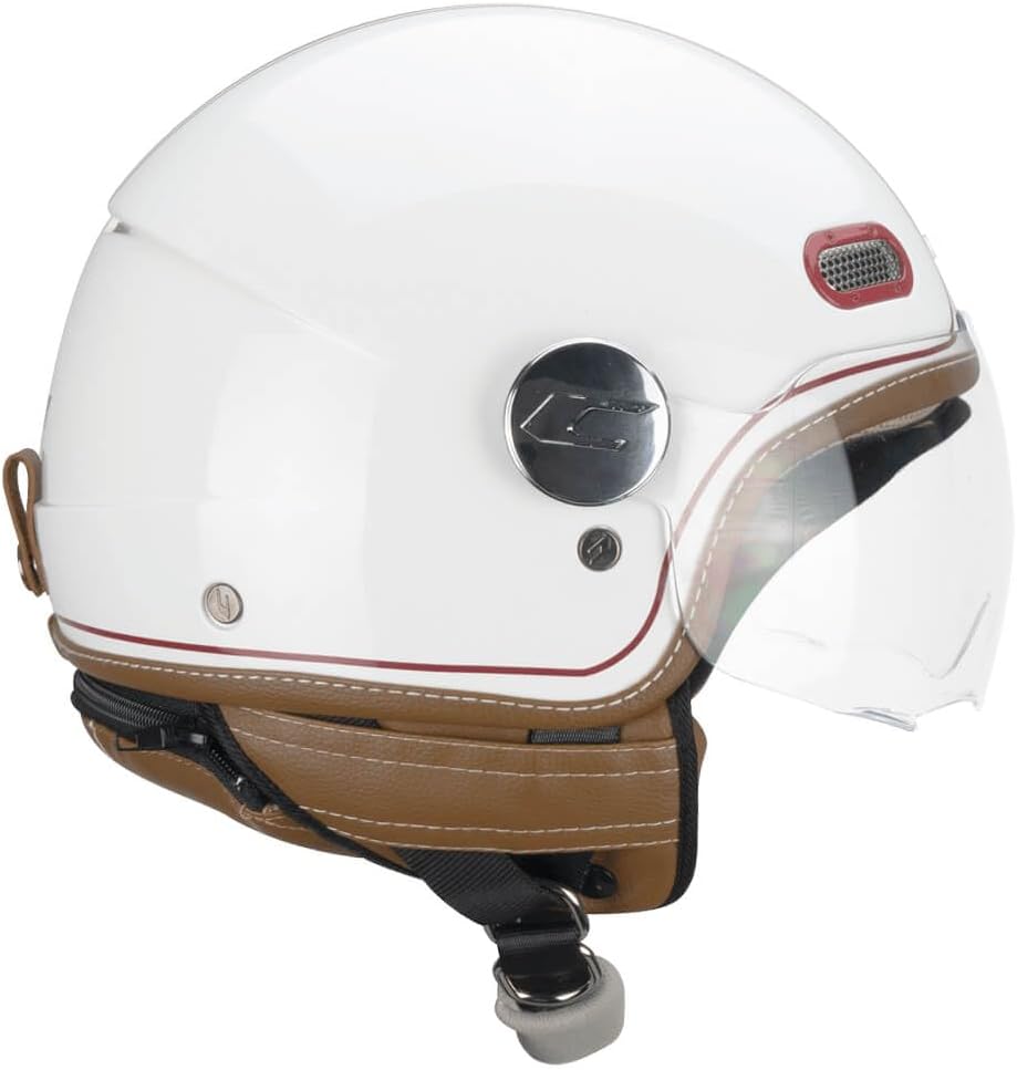 Casco Jet Cgm Uomo Donna Scooter 191 PIX Bianco Bordeoux Visiera Sagomata 