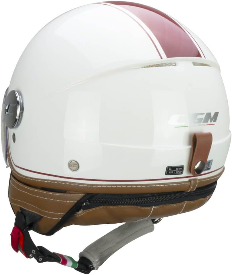 Casco Jet Cgm Uomo Donna Scooter 191 PIX Bianco Bordeoux Visiera Sagomata 