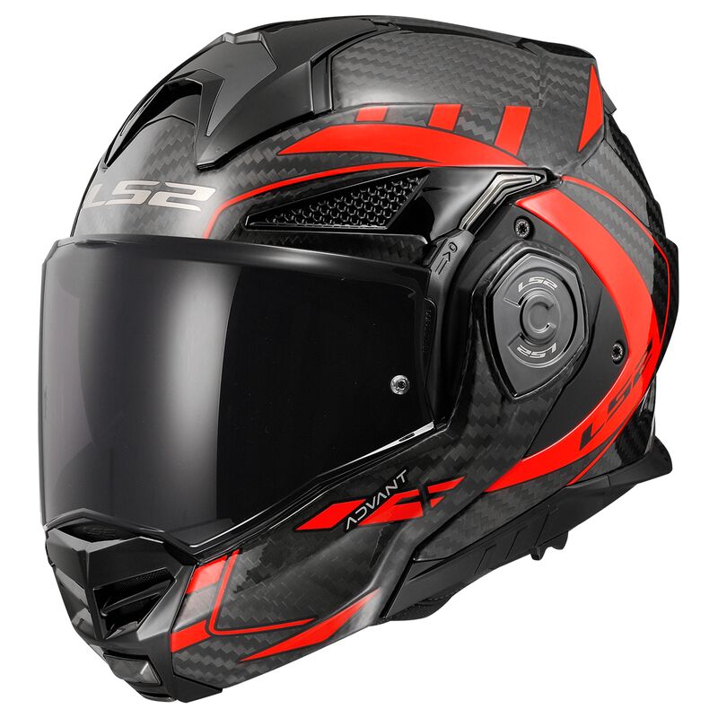 Casco Modulare per moto in carbonio LS2 FF901 ADVANT X CARBON FUTURE H-V Rosso ECE 22.06