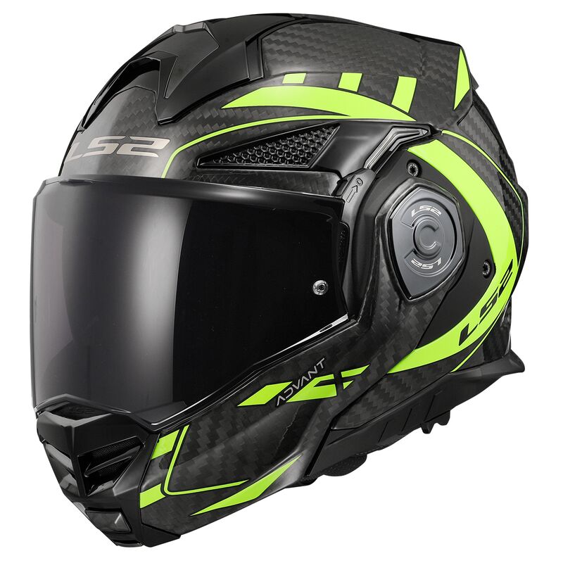 Casco Modulare per moto in carbonio LS2 FF901 ADVANT X CARBON FUTURE H-V YELLOW ECE 22.06