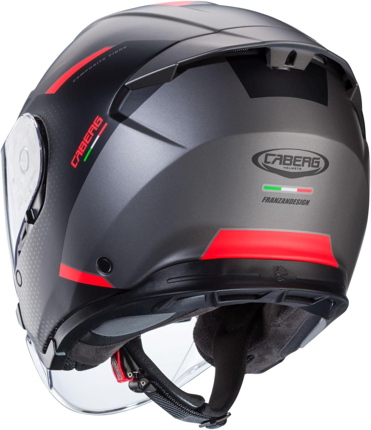 Casco moto scooter jet CABERG Flyon II Grigio Opaco/Nero/Rosso 