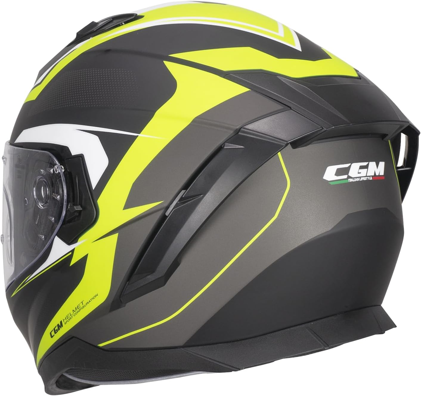 Casco per moto Integrale Uomo Donna 311G BLAST SPORT Nero Giallo fluo opaco