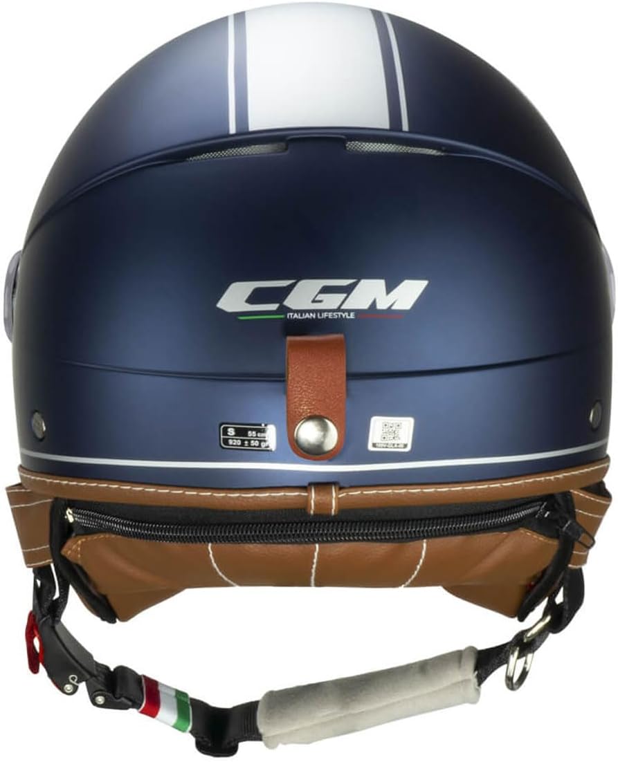 Casco Jet Cgm Uomo Donna Scooter 191 PIX Blu Argento Visiera Sagomata 