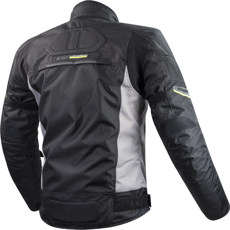 Giacca per moto in tessuto Uomo Nera LS2 SHADOW MAN JACKET BLACK TITANIUM H-V YELLOW
