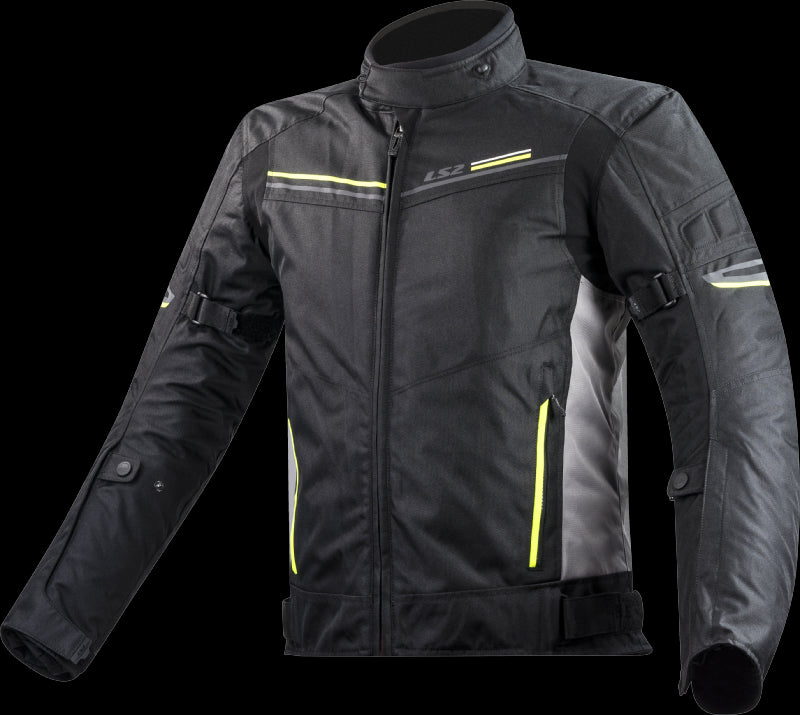 Giacca per moto in tessuto Uomo Nera LS2 SHADOW MAN JACKET BLACK TITANIUM H-V YELLOW