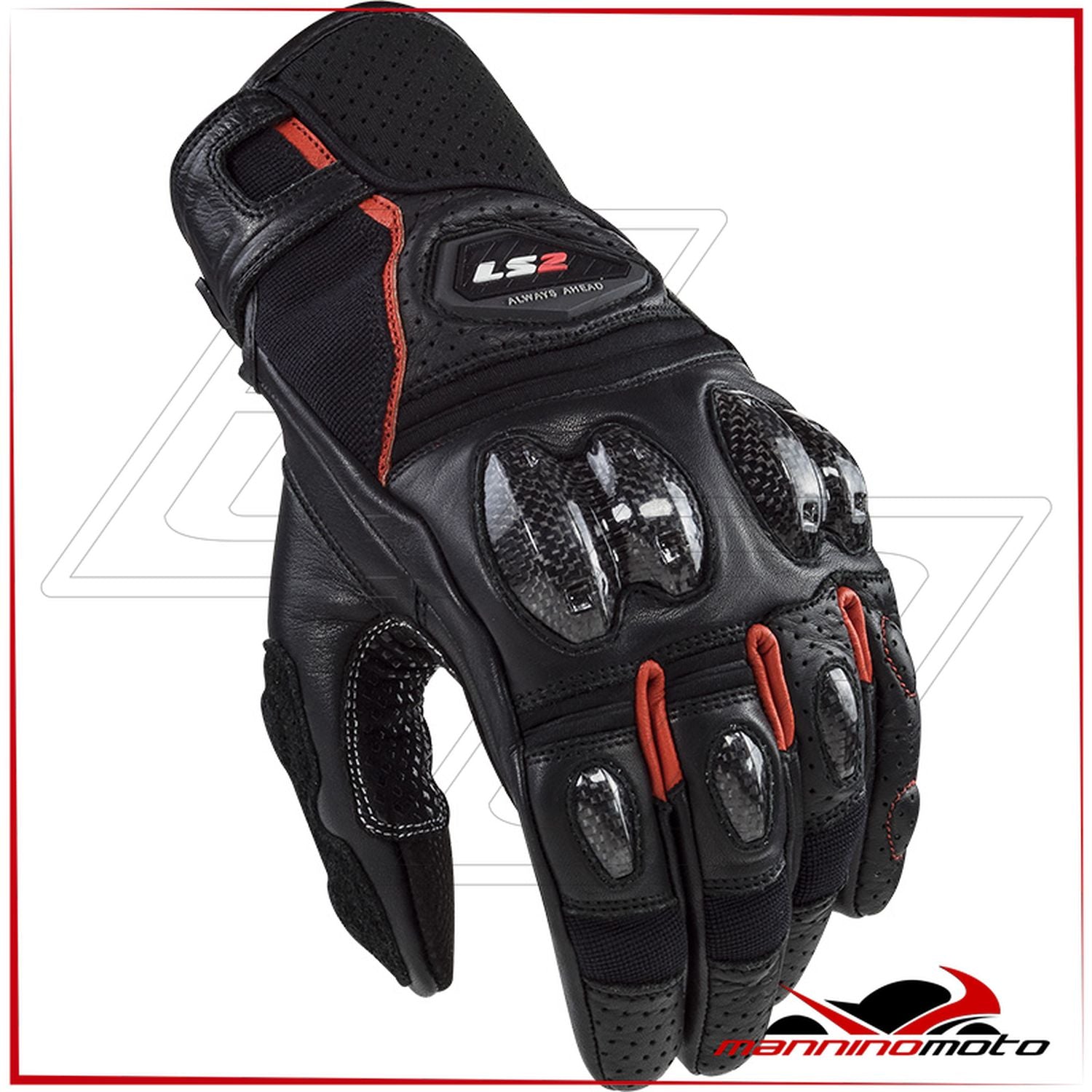 Guanti per moto Uomo Ls2 Spark 2 LEATHER Nero Rosso