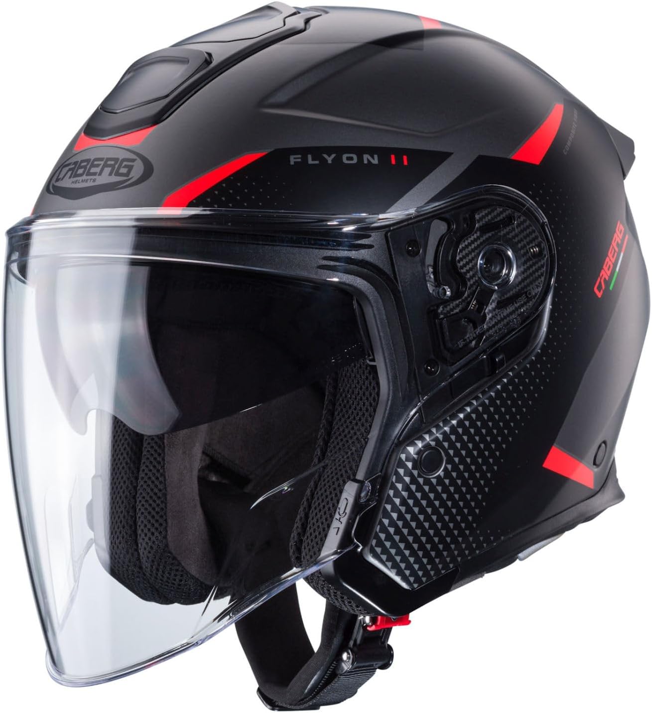 Casco moto scooter jet CABERG Flyon II Grigio Opaco/Nero/Rosso 